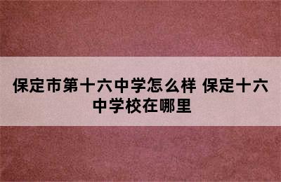 保定市第十六中学怎么样 保定十六中学校在哪里